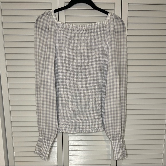 Ann Taylor Smocked Gingham Blouse - Picture 2 of 4